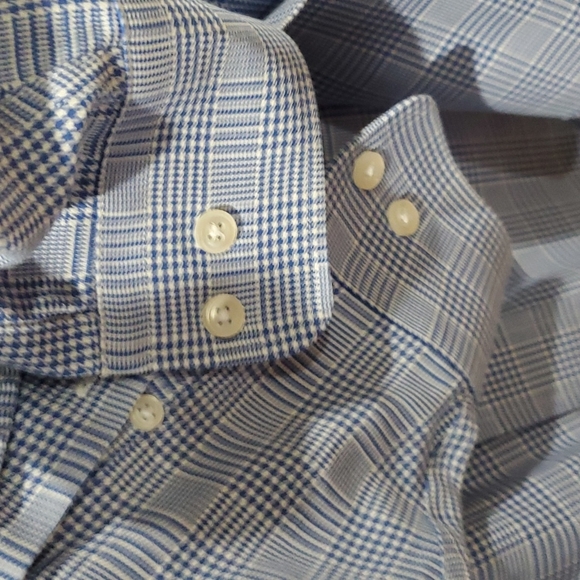 The Shirt Shop Houndstooth Button Down Collared Shirt in Blue XL - Picture 4 of 10